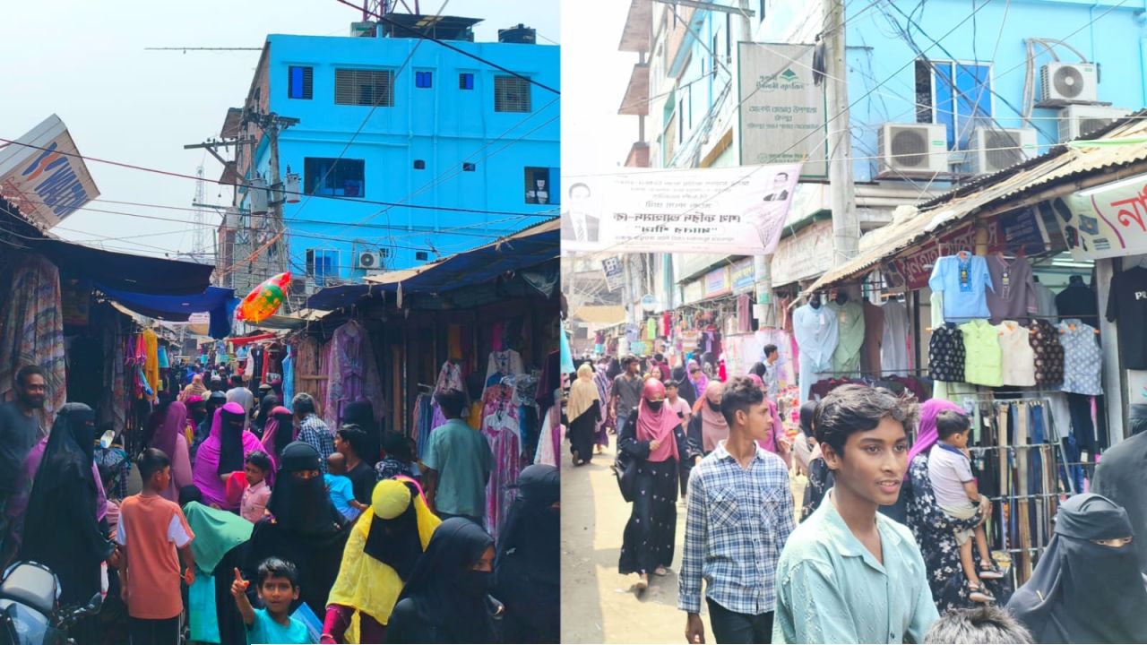 ঈদকে ঘিরে জমজমাট আলগীবাজার,কেনাকাটায় ব্যস্ত হাইমচরের মানুষ